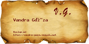 Vandra Géza névjegykártya