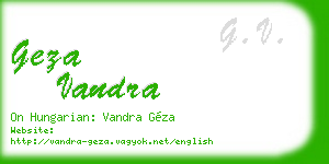 geza vandra business card